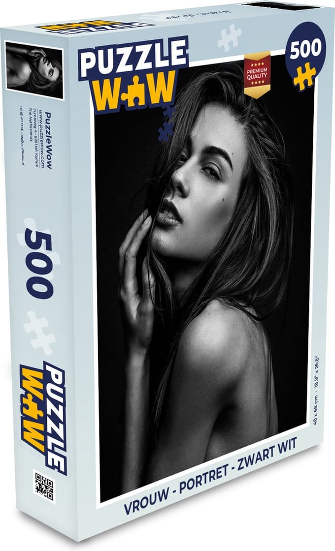 Puzzel Vrouw - Portret - Zwart wit - Legpuzzel - Puzzel 500 stukjes