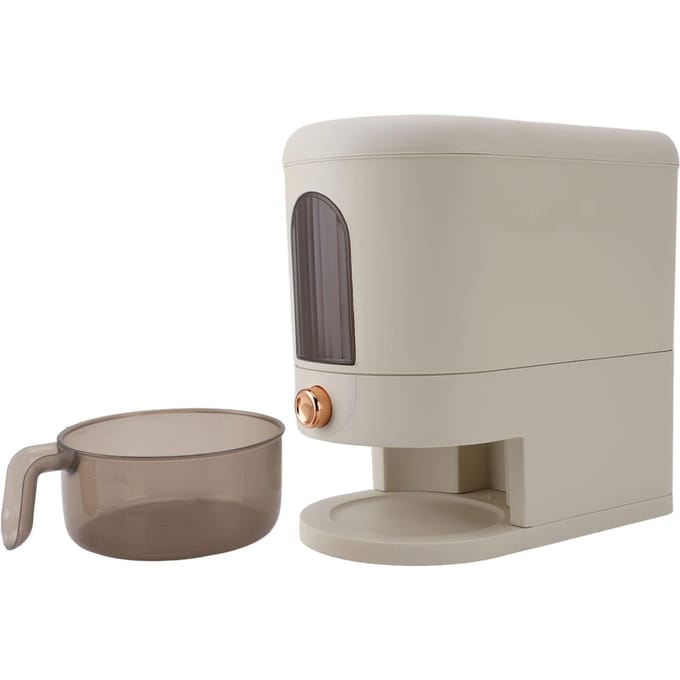 11lb Rijstdispenser Multifunctioneel Automatisch Grote Graancontainer Huishoudelijke Graandispenser Emmer Cream White gray