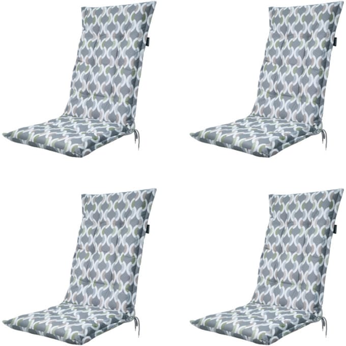 Madison - Tuinstoelkussen Hoge Rug Trivia grey - Ca. 123x50 cm - Set van 4