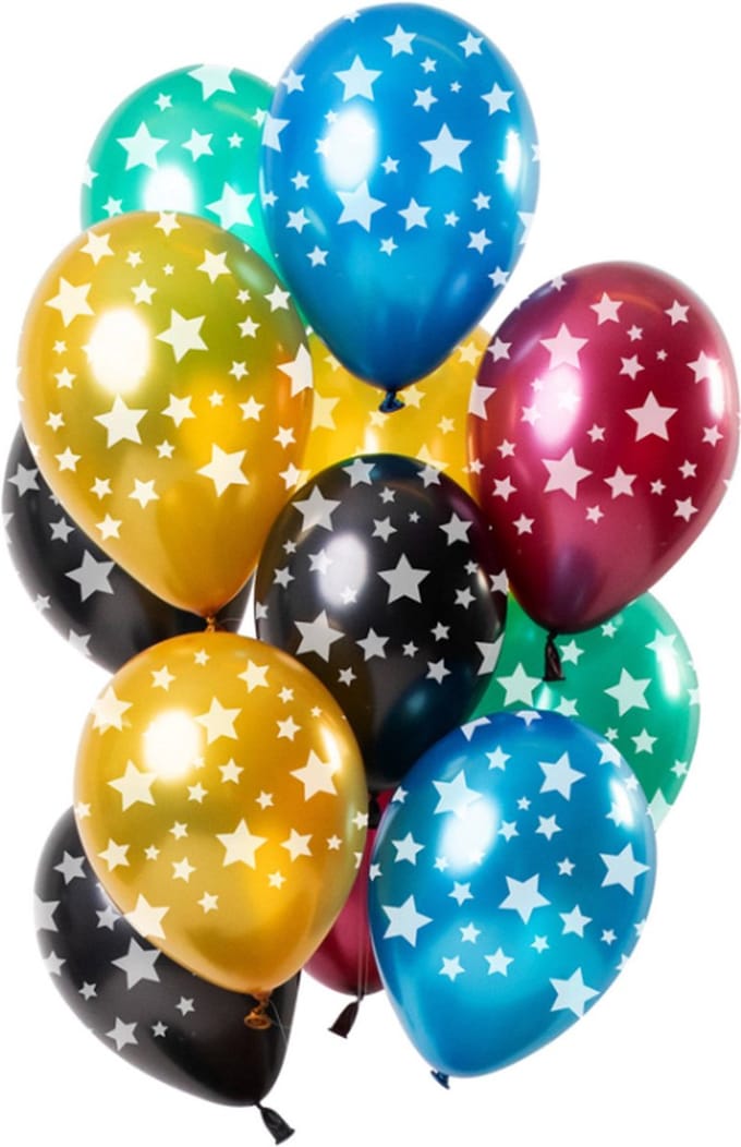 Ballonnen Sterren Meerkleurig Metallic 33cm - 12 stuks
