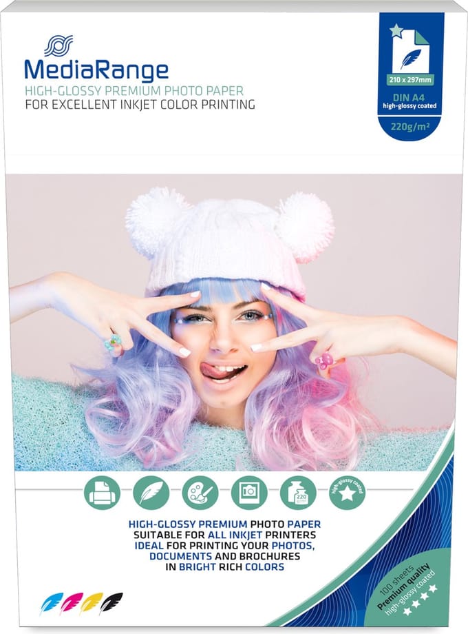 MediaRange MRINK103 / 210 x 297mm Photo Papier for inkjet printers high-glossy 220g 100 sheets