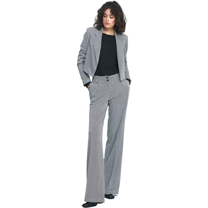 Vrouwen brede pantalons met een visgraatmotief Nife