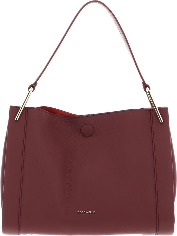 COCCINELLE Leren Schoudertas Wallace Handbag Double Grainy Leather Brandy / Gren. Red Bruine