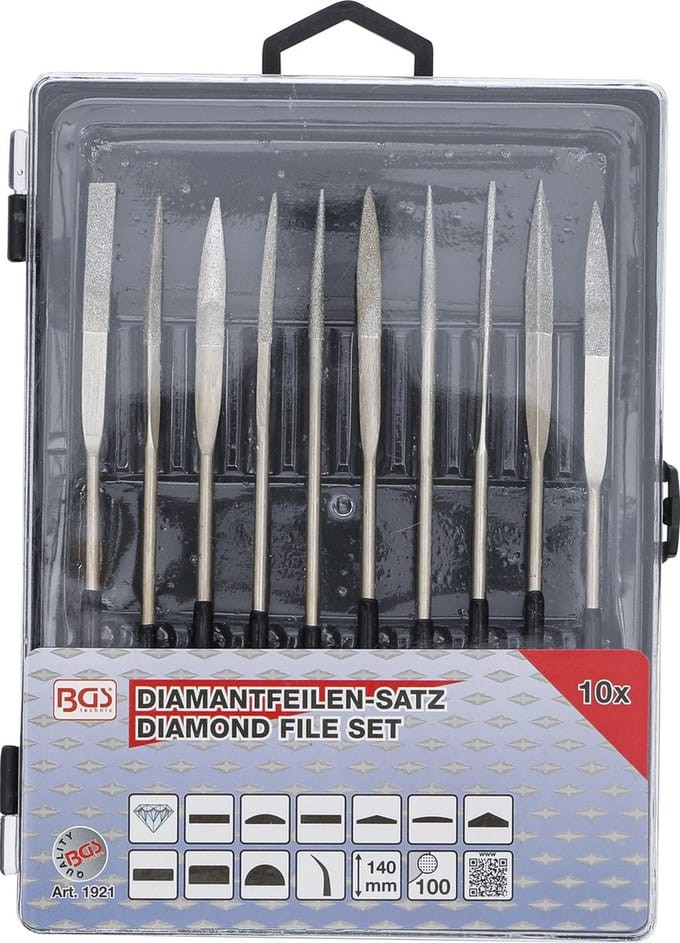 BGS Diamant vijlenset gebogen 140 x 3 mm 10 delig