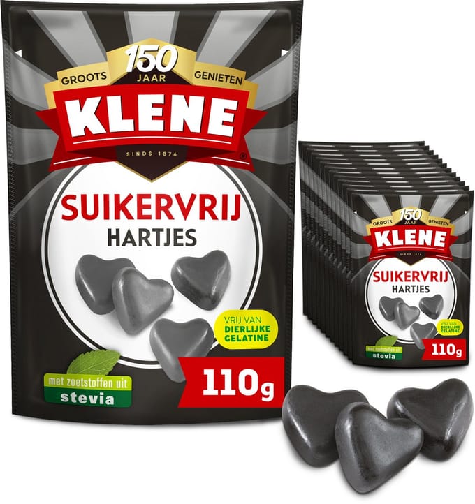 Klene Zoethouten Hartjes - Drop - Zoethout - Suikervrij - 12x110g