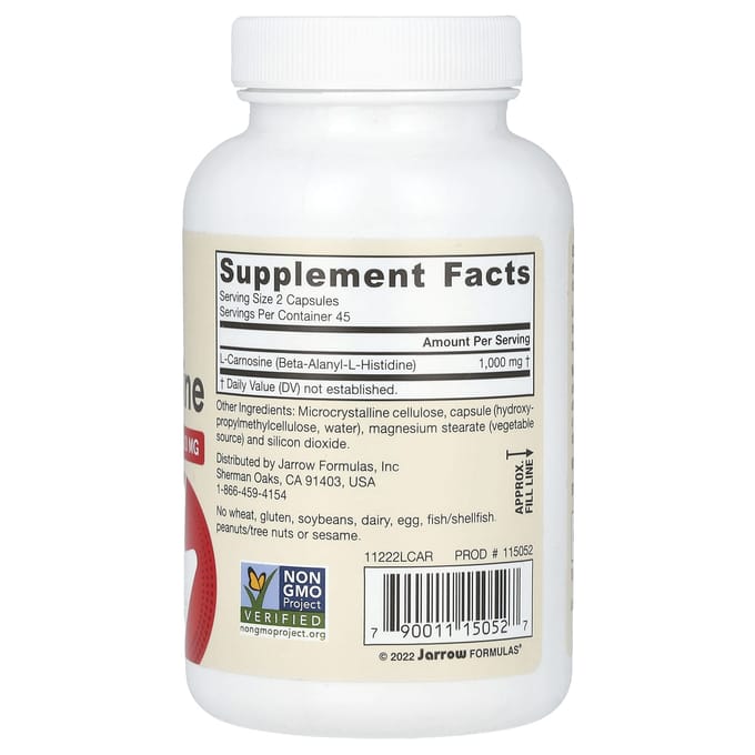 Carnosine 90 capsules - dipeptide alanine-histidine, verjongt op celniveau | Jarrow Formulas
