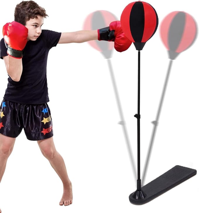 Bokszak met standaard - Staande boxset - Kinderen actief houden - Verstelbare hoogte - 525 cm hoog - Rood