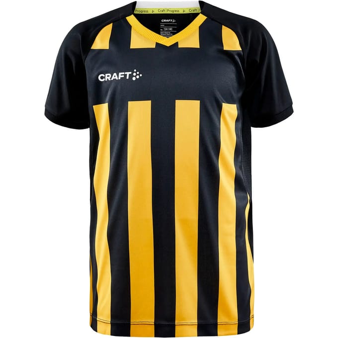 Craft Progress 2.0 Stripe Shirt Korte Mouw Kinderen - Geel / Zwart | Maat: 146/152