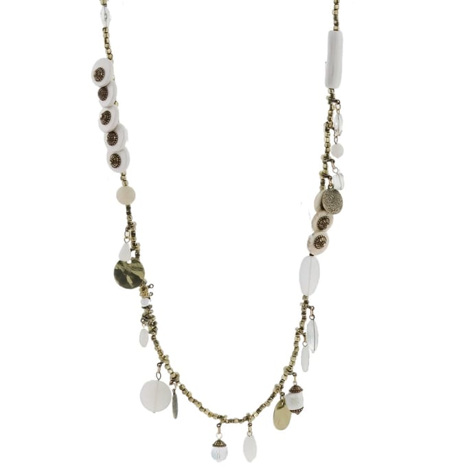 Behave Goudkleurige ketting met witte knopen