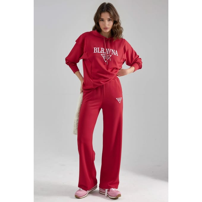 Modal Touch Geborduurd Hoodie Tweedelige Set