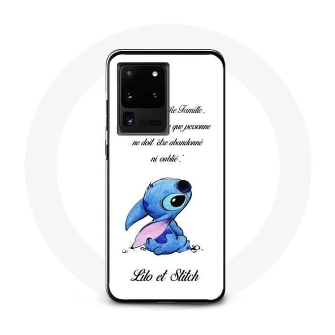 Hoesje voor Samsung Galaxy S20 Ultra Lilo en Stitch Ohana Quote Wit wit