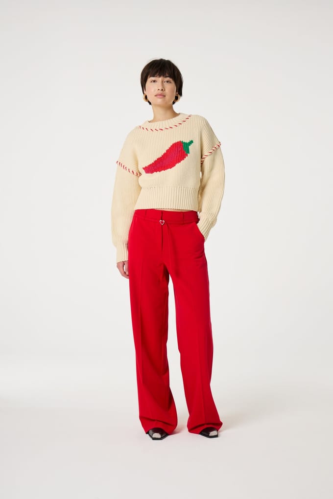 Fabienne Chapot Nelsan Trousers Red Hot Chilli Maat: 36 | Pantalons Outlet | Dames | Rood