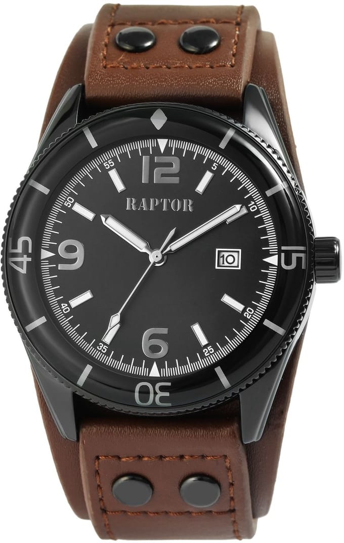 Raptor Herenhorloge Echtleder Gabin, datumweergave