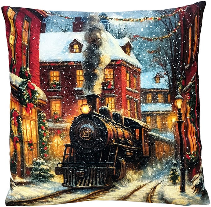 Clayre & Eef Sierkussen 45x45 cm Blauw Polyester Trein