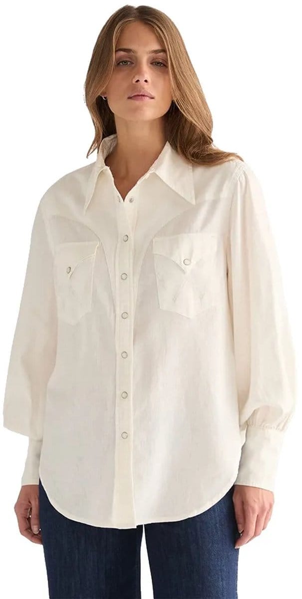 Wrangler Exaggerated Western Overhemd Met Lange Mouwen Wit XL Vrouw