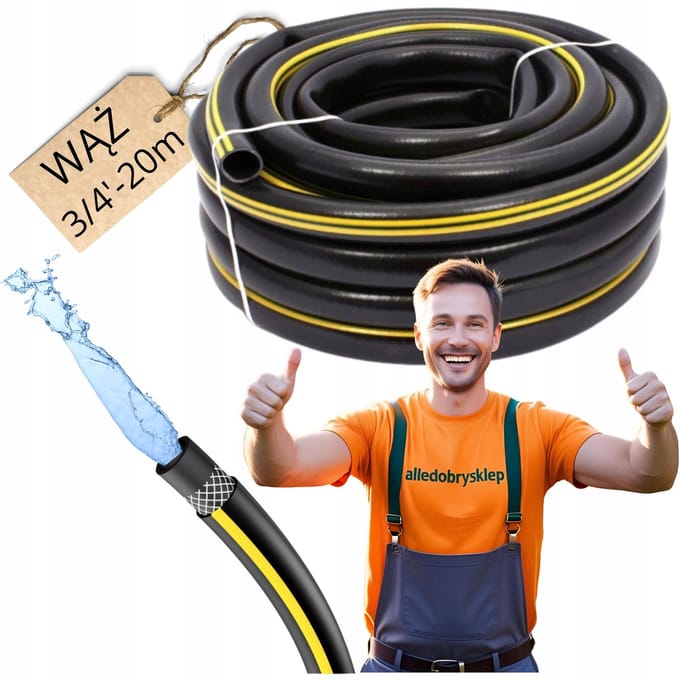 Tuinslang 3/4" 20m Versterkt 3-laags PVC voor Tuinirrigatie
