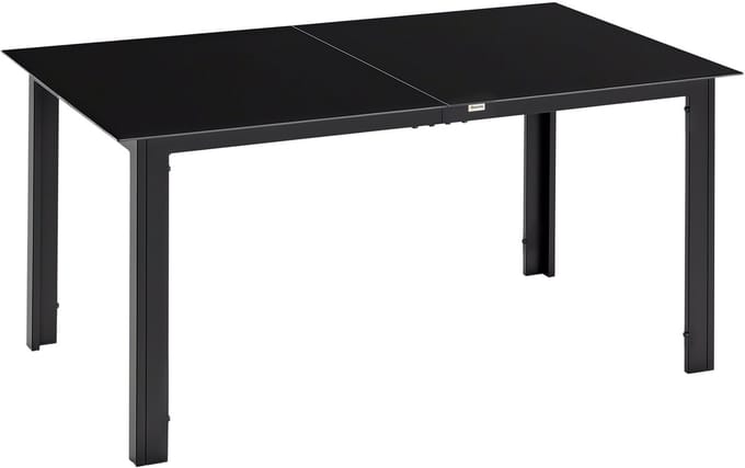 Outsunny Gartentisch Aluminium, gehärtetes Glas Schwarz