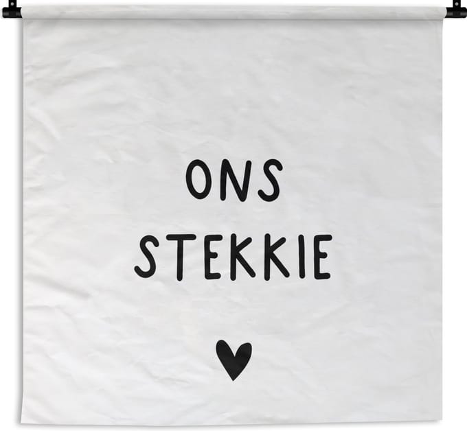 Wandkleed - Quotes - Thuis - Wit - Zwart - 120x120 cm - Wandtapijt
