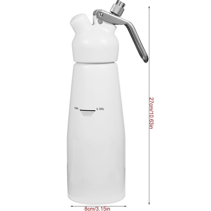 500 ml Aluminium Slagroom Dessert Crème Boter Dispenser Klopper Schuimmaker met 3 Spuitmonden (Wit) wit