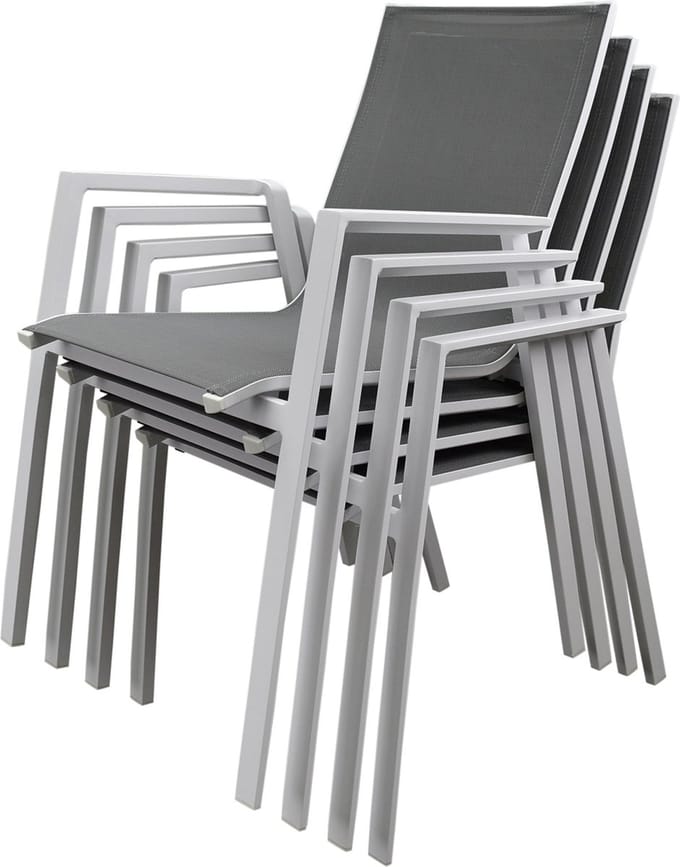 Set van 4 x New Valley dining tuinstoel stapelbaar wit