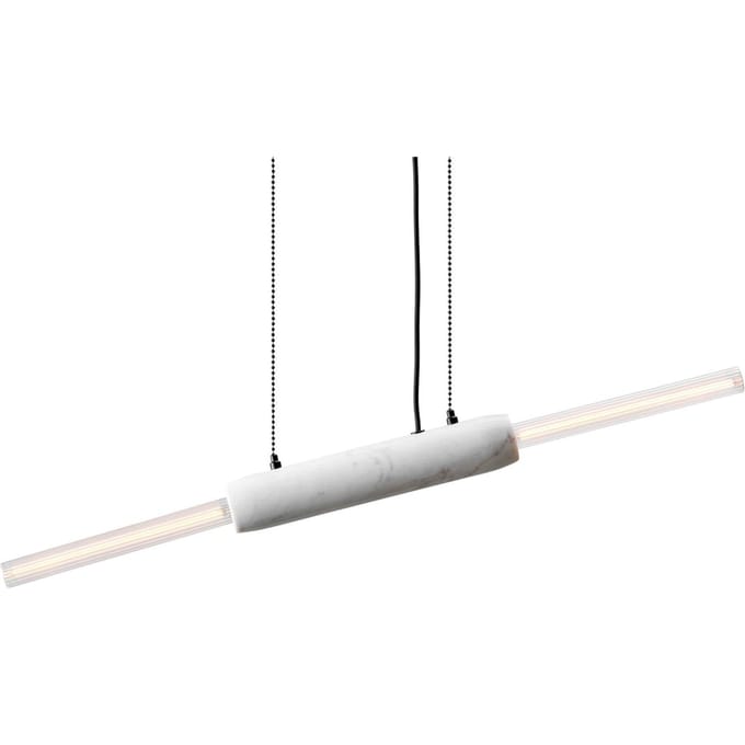 DESIGN BY US Hanglamp Limbo, marmer, wit, 2-lamps, in hoogte verstelbaar
