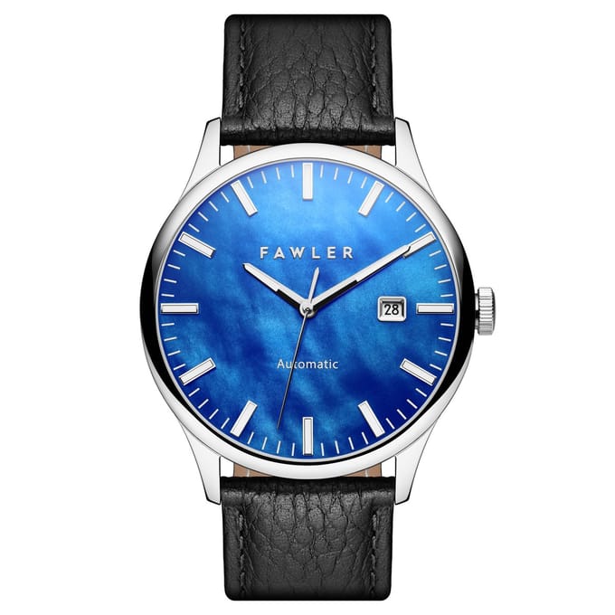 Timon | Blauw Parelmoer Automatisch Horloge