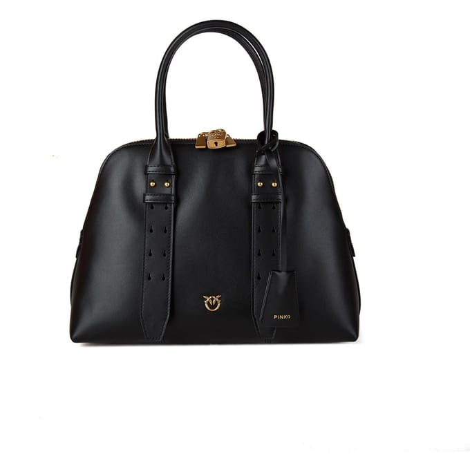 PINKO handtas schoudertas Bowling Bag Vitello Mor Black - Antique Gold zwart