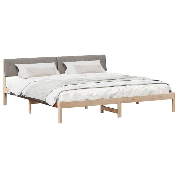 vidaXL - Bedframe - Bruin - en - taupe - 200 - x - 200 - cm - Massief - grenenhout