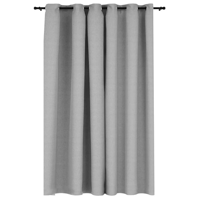 vidaXL - Gordijn - linnen-look - verduisterend - met - ogen - 290x245 - cm - grijs