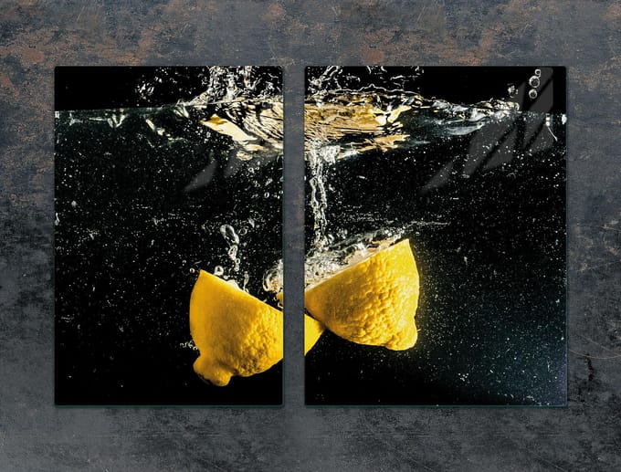 TMK ArtDeko - Beschermplaat - Glas - 75x52cm - Citroenmotief