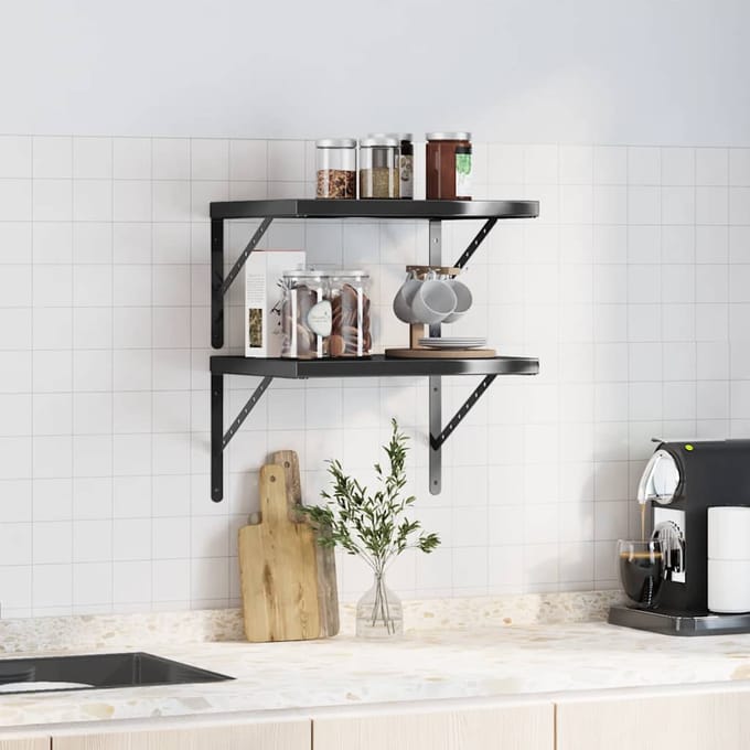 vidaXL - Wandschappen - 2 - st - 50x40 - cm - roestvrijstaal - zwart