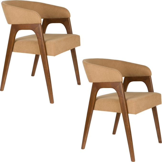 Dutchbone Adamello Eetkamertstoel Beige - Set van 2
