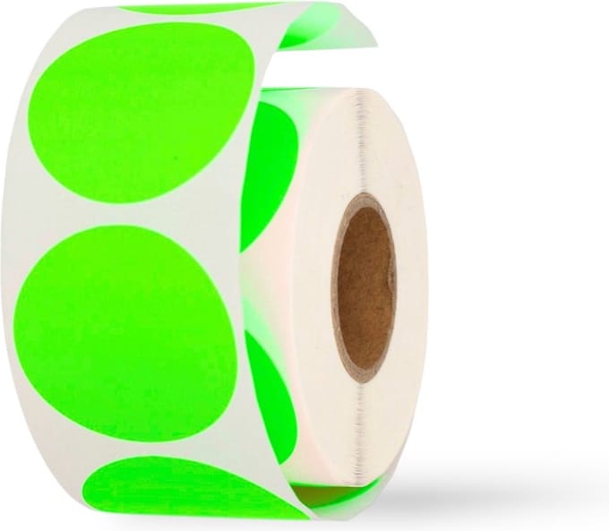 Sluitsticker - Etiketten - Stickers - fluor groen - O35 mm - rol van 1000 stuks