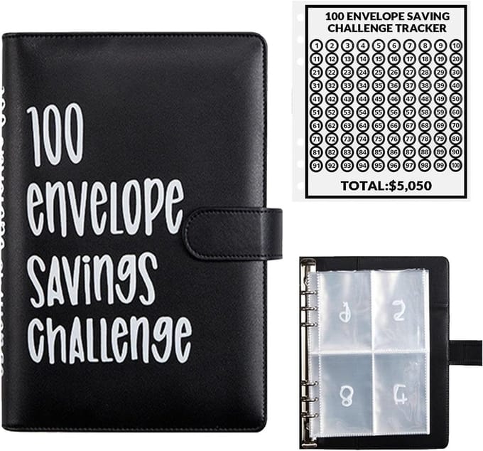 100 Envelope Challenge Binder-A5 Envelope Money Challenge Binder-Spaarmap Geld - Spaarpot - Geld Sparen - Money Planner - zwart