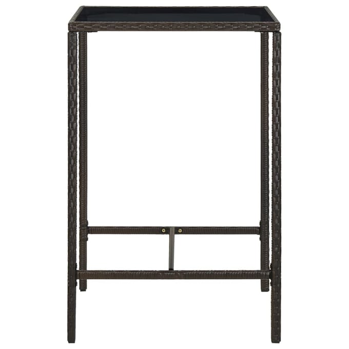 vidaXL - Tuinbartafel - 70x70x110 - cm - poly - rattan - en - glas - bruin