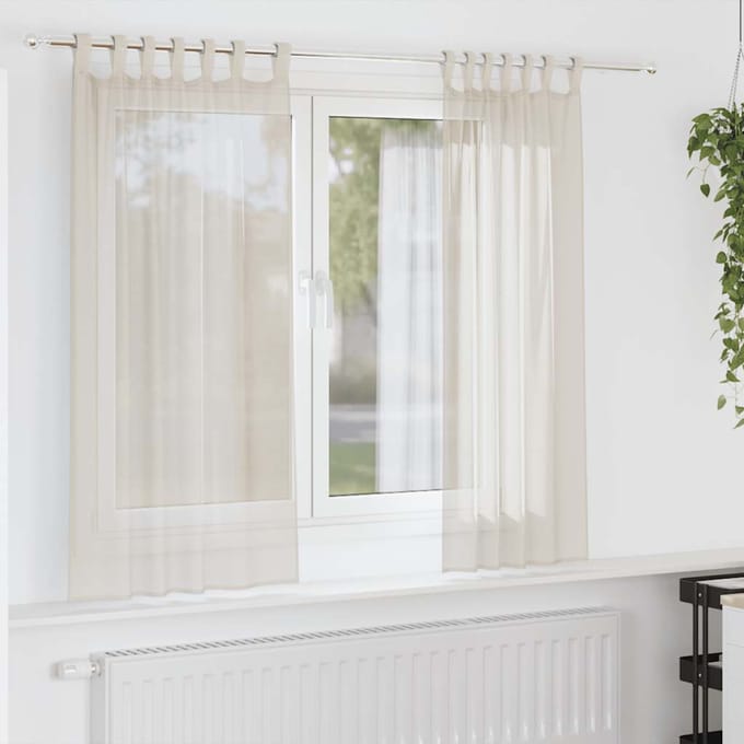 vidaXL - Gordijnen - voile - met - Tab - Top - 2 - st - crèmekleurig