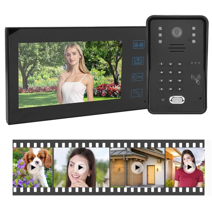 Sonnette vidéo 7 pouces TFT LCD, télécommande, mot de passe, interphone vidéo 1V2, étanche à la pluie, vision nocturne