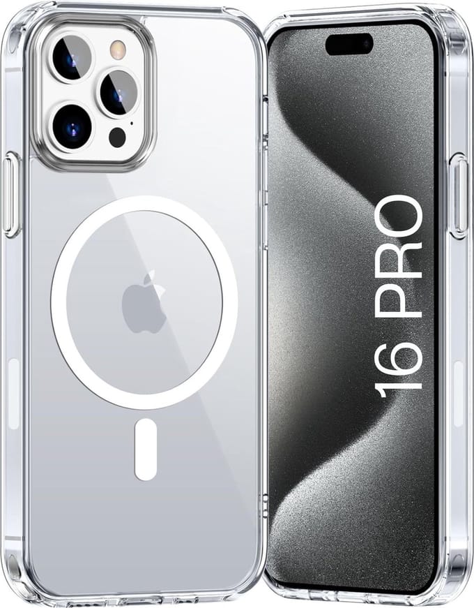 iPhone 16 Pro Hoesje backcover Shockproof siliconen Transparant met geïntegreerde magnetische cirkel