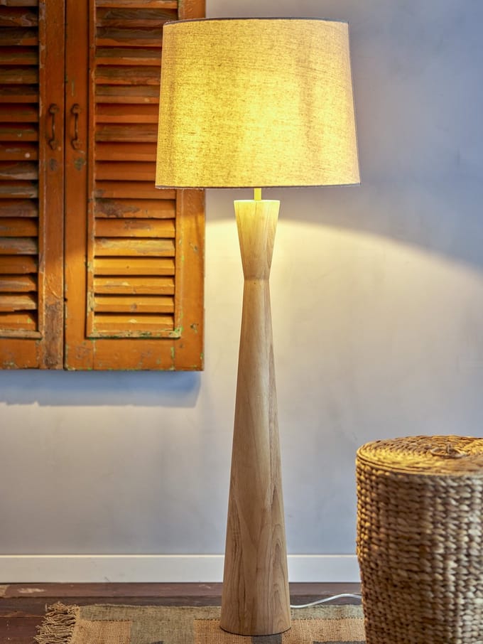 Creative Collection - Leonor Vloerlamp - Beige - Rubberhout