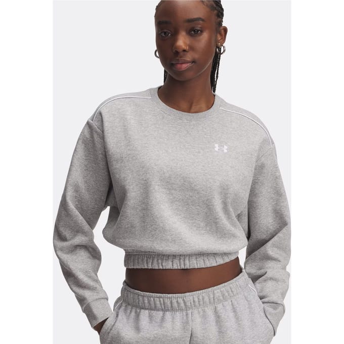 Under Armour Rival Fleece Piped Crew Sweatshirt Dames-Lichtgrijs