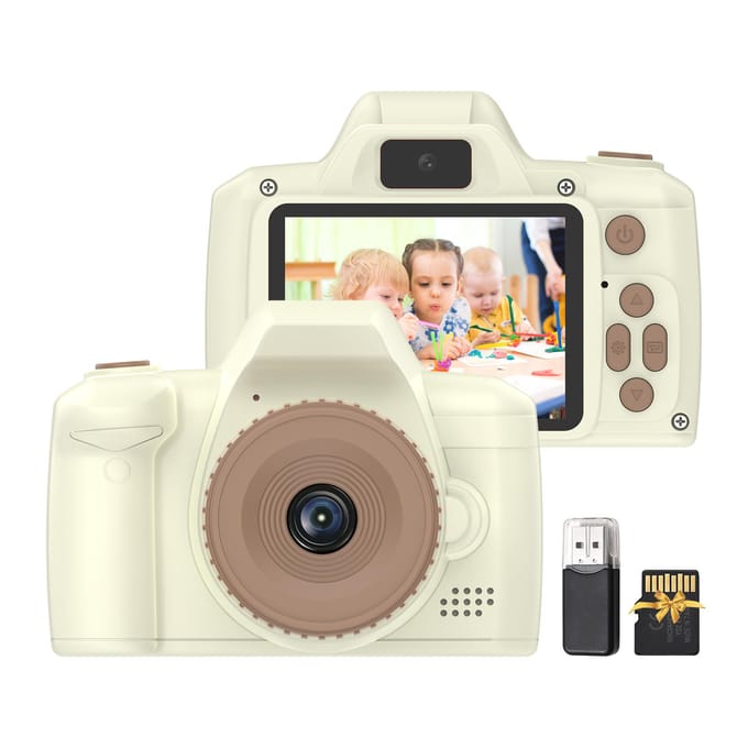 1080P digitale kindercamera Digitale videocamera voor kinderen Dual Lens 2,4 inch IPS-scherm Gameplay beige
