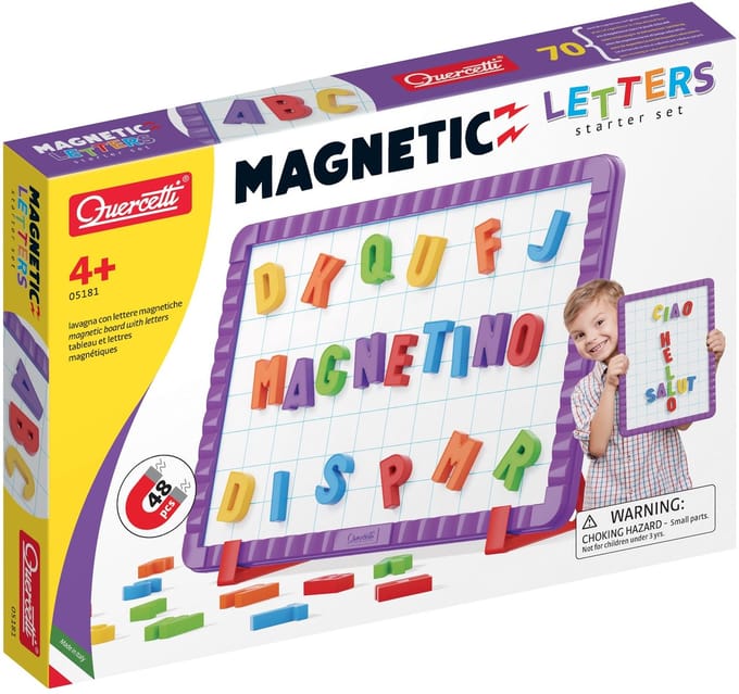 Quercetti Lavagna magneetletters op een magneetbord 48-delig