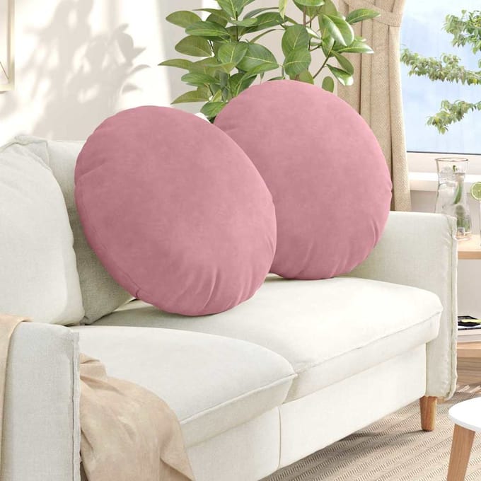 vidaXL - Zitkussens - 2 - st - Fluweel - Roze - Ø - 80 - x - 29 - cm