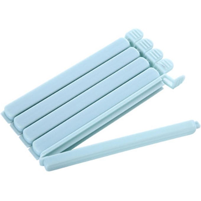 5 Stuks Voedselzak Afsluitclip Plastic Snackverpakking Opslag Herbruikbaar Draagbaar L Blauw white