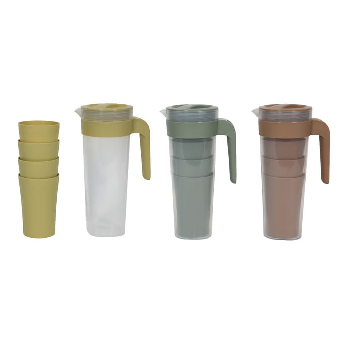 Schenkkan 1.4L m/4 bekers 400ml assorti