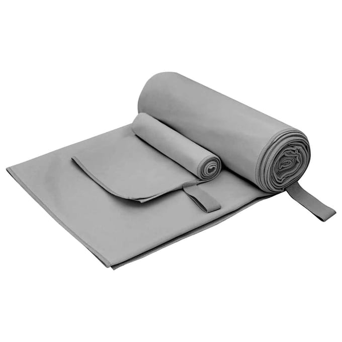 vidaXL - Sporthanddoek - Set - 2 - st - Donkergrijs - 50 - x - 30 - cm, - 200 - x - 100 - cm