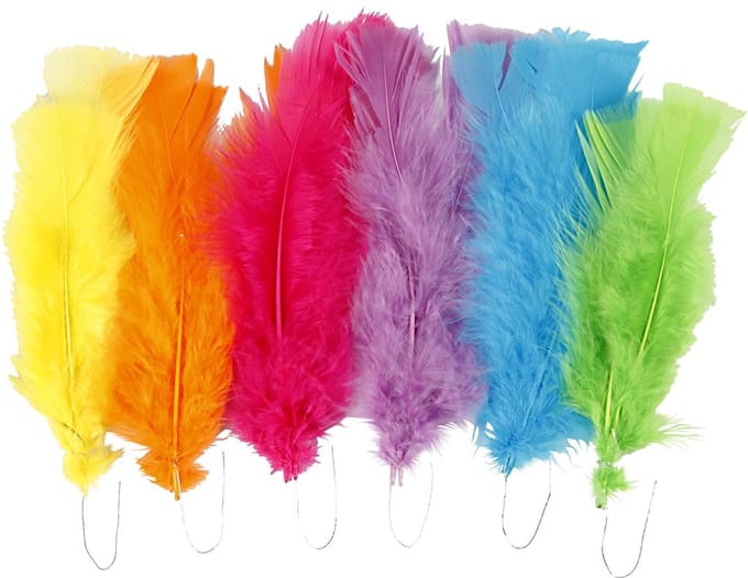 Veren, L: 11-17 cm, diverse kleuren, 18 bol/ 1 doos
