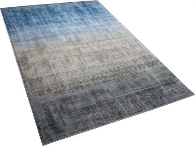 ERCIS - Laagpolig vloerkleed - Grijs/Blauw - 140 x 200 cm - Viscose