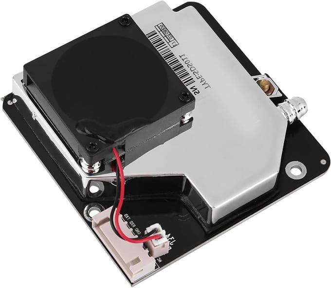 Stofsensor Deeltjessensor - Luchtkwaliteit Meter - Luchtkwaliteit Meten - Hoge Resolutie 0.3ug/m3 - 70x70x22 mm - Grijs