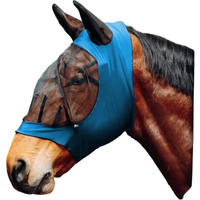 Horze Zacht Stretch Vliegenmasker, Blue, Pony